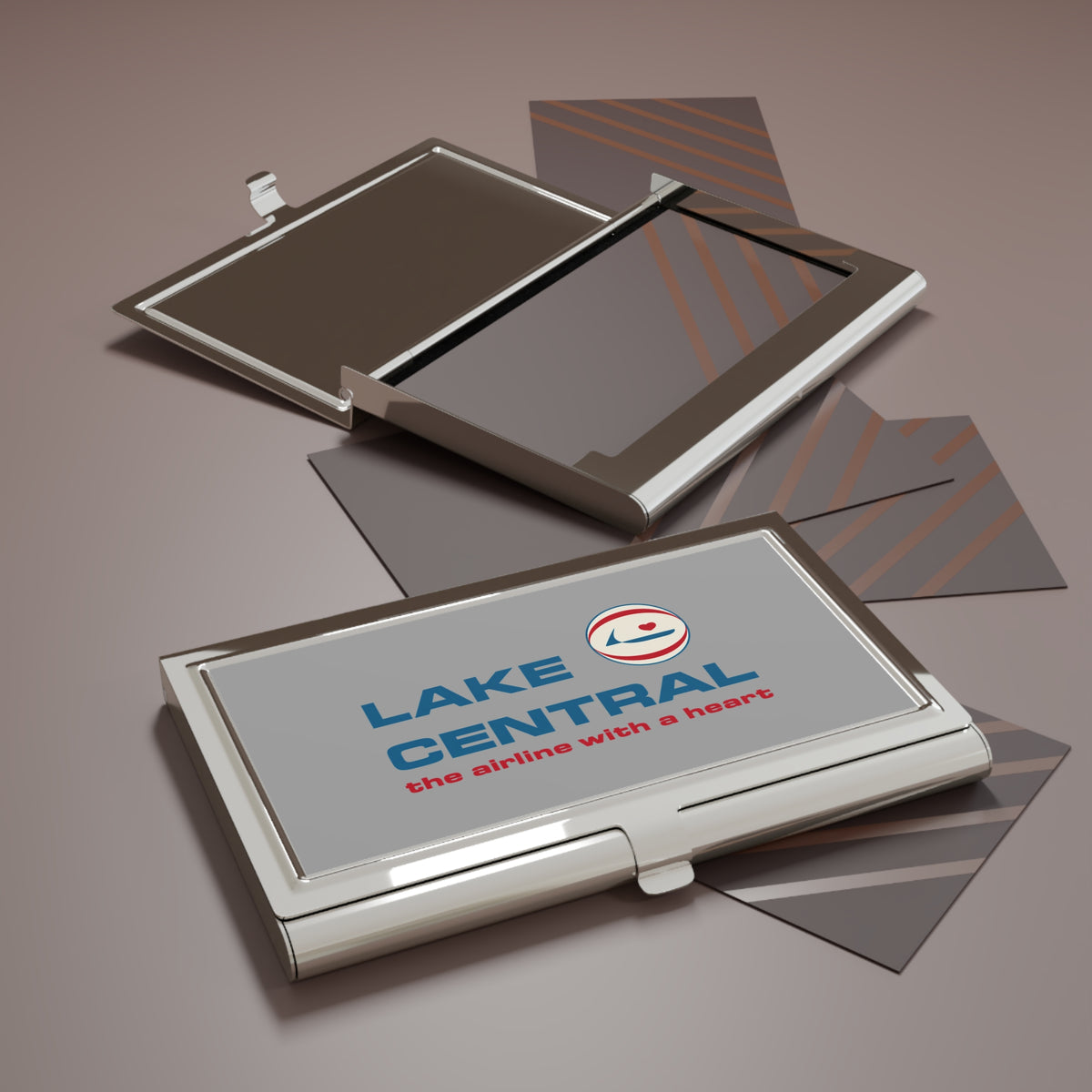 Lake Central Airlines Metal Business Card Holder