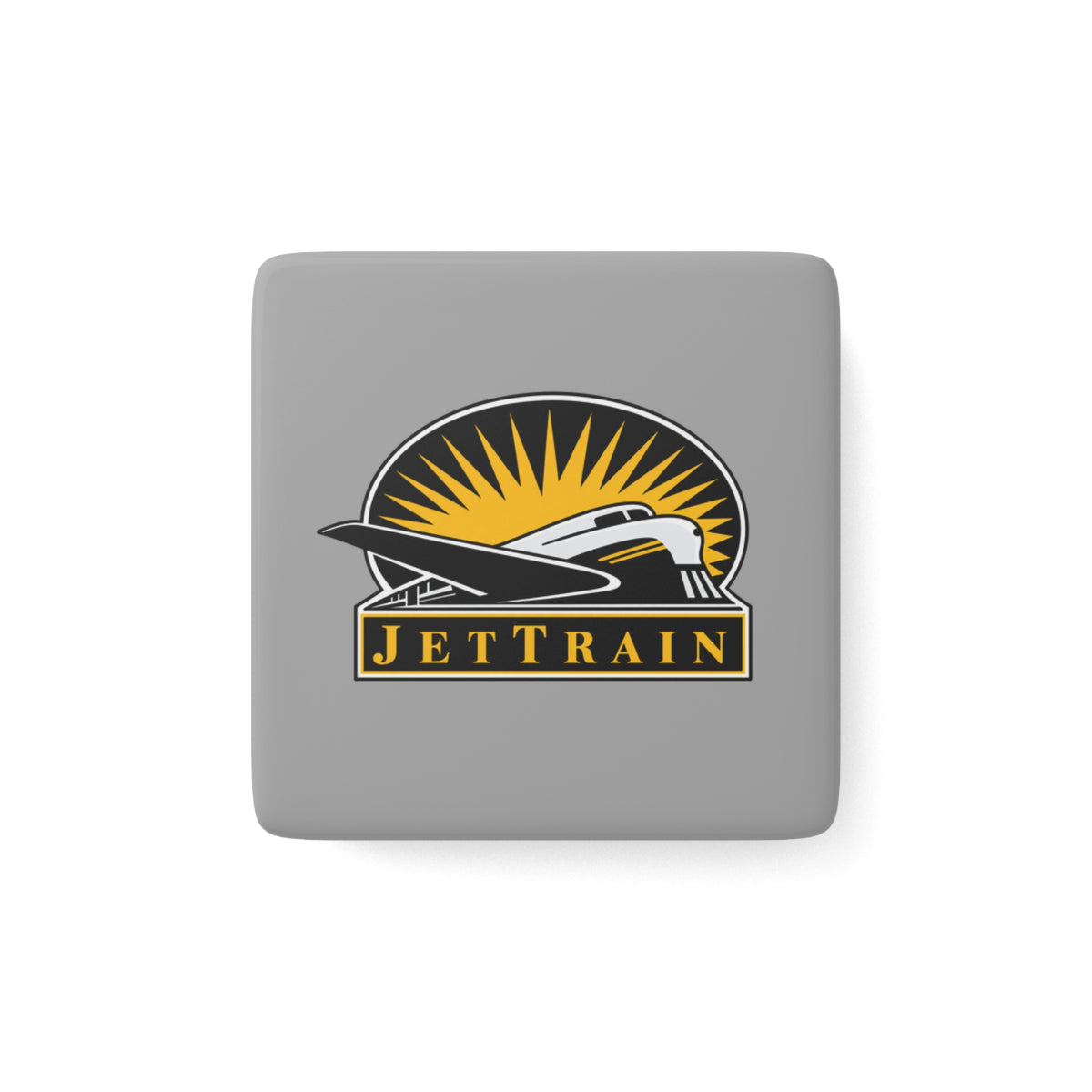 Bombardier JetTrain Square Porcelain Fridge Magnet