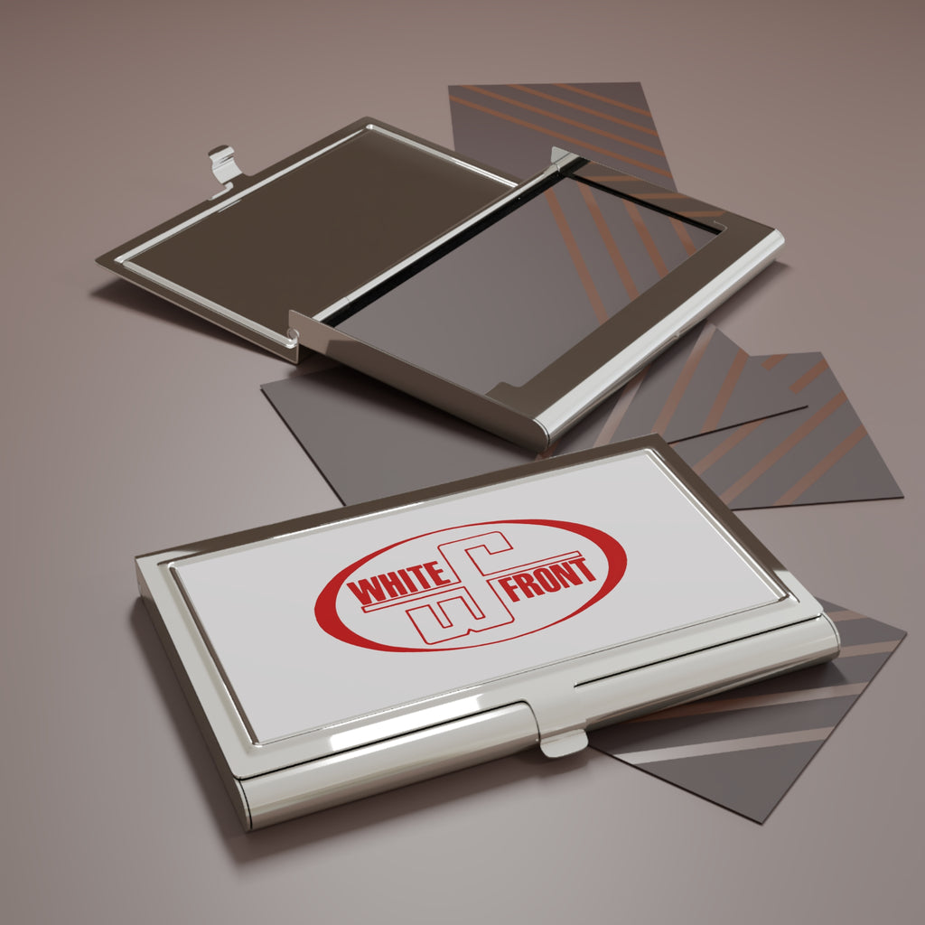 White Front Metal Business Card Holder