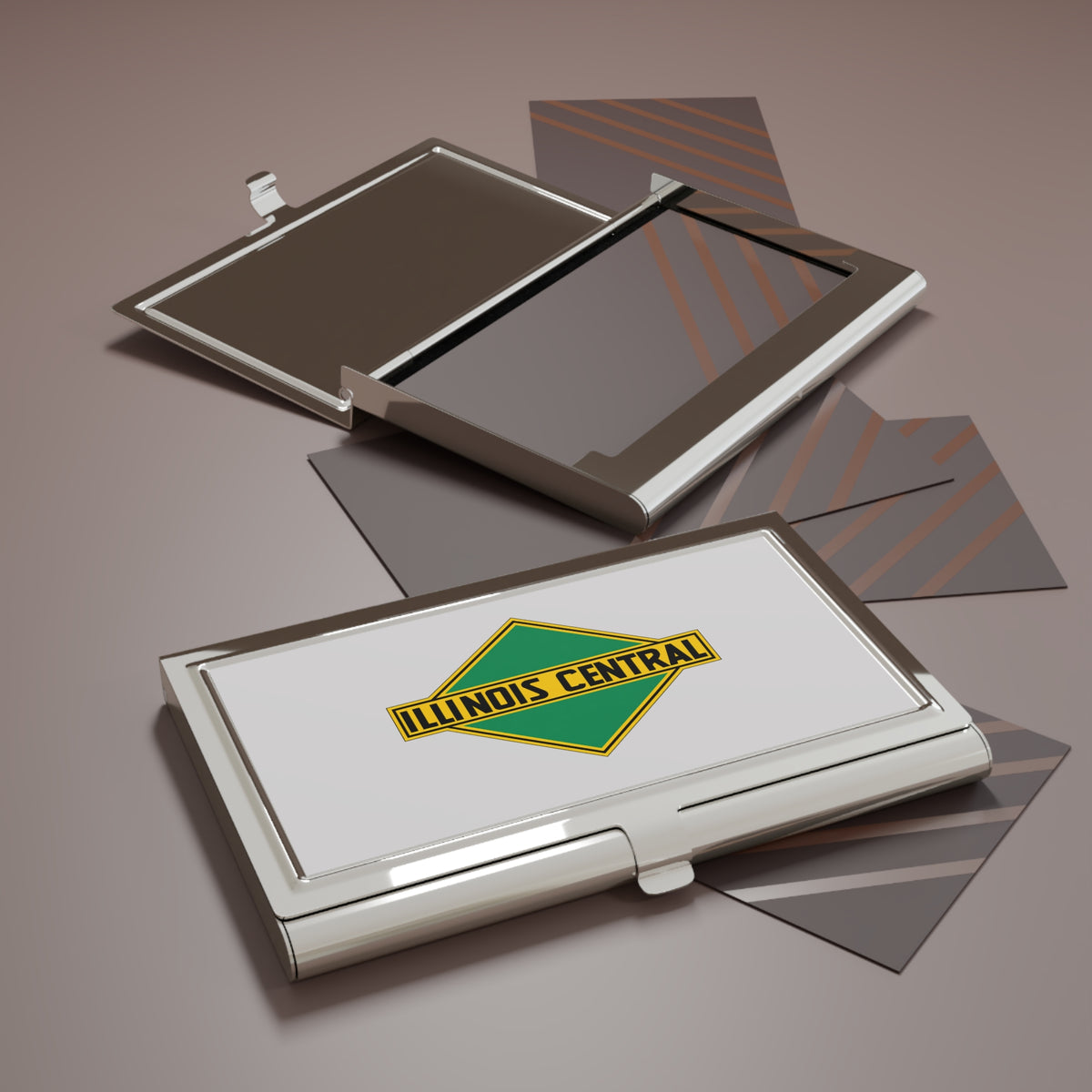Illinois Central Railroad Metal Business Card Holder