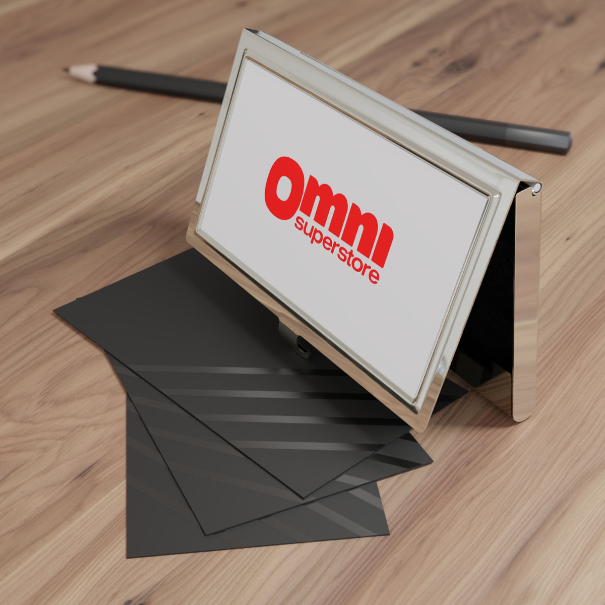 Omni Superstore Metal Business Card Holder