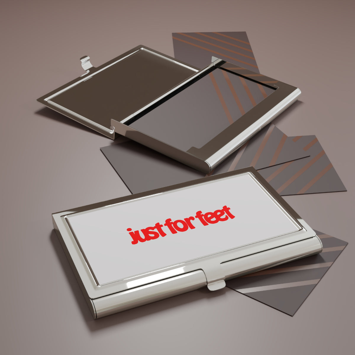 Just For Feet Metal Business Card Holder