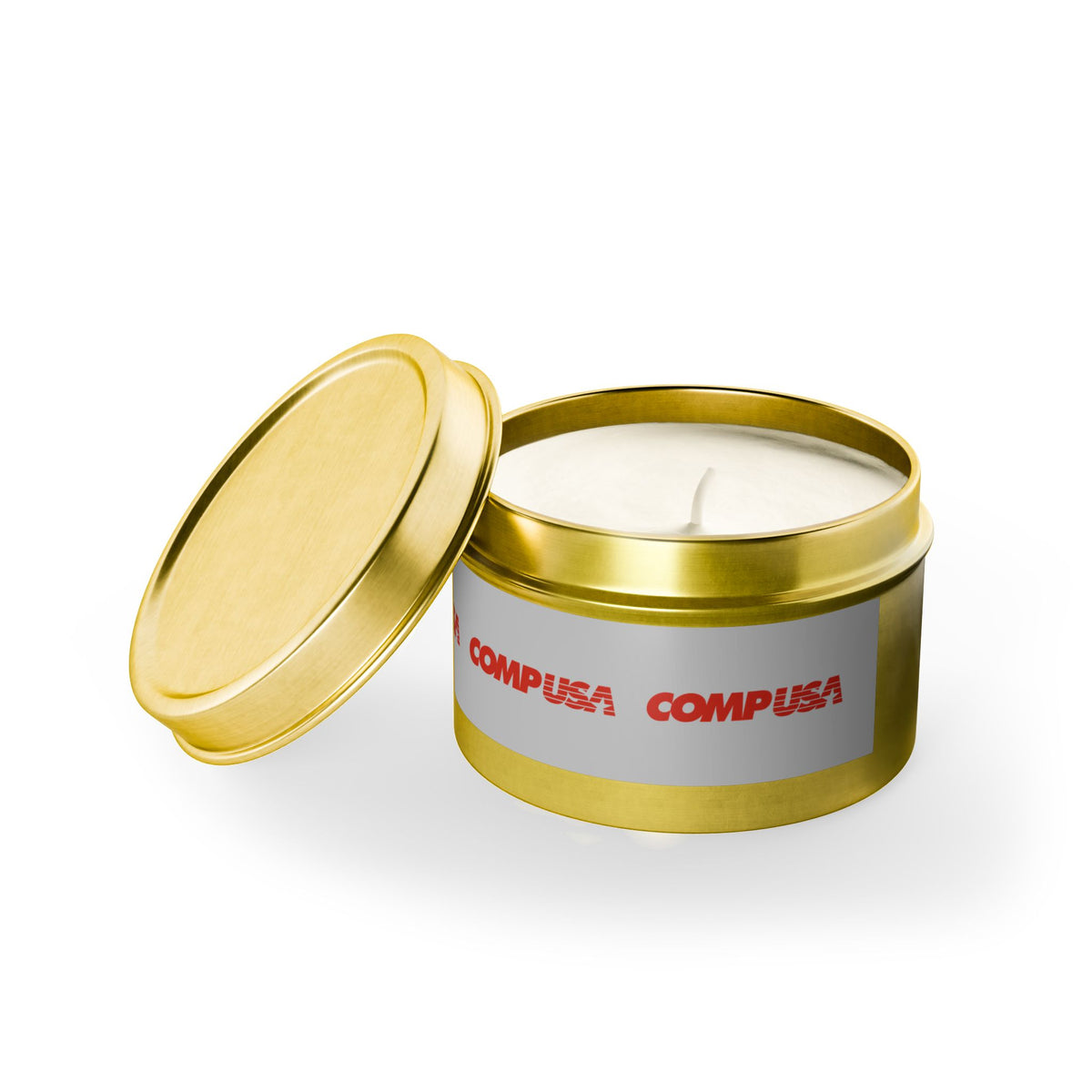 CompUSA Tin Candle