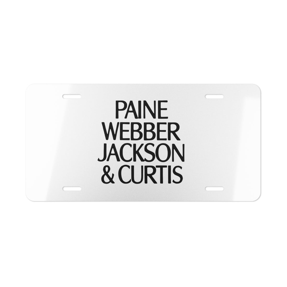 Paine Webber Jackson & Curtis Vanity License Plate