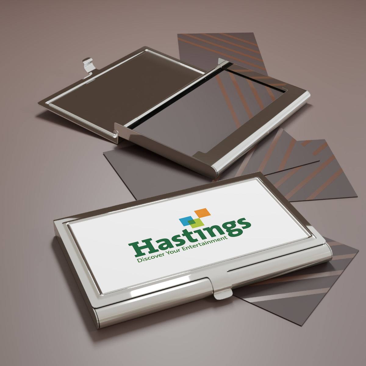 Hastings Entertainment Metal Business Card Holder