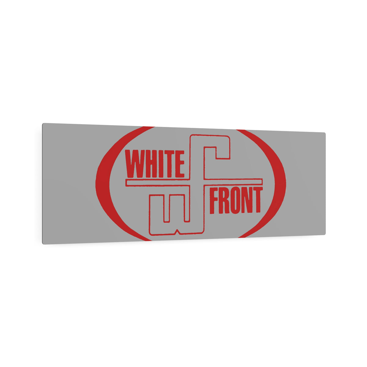 White Front Metal Sign
