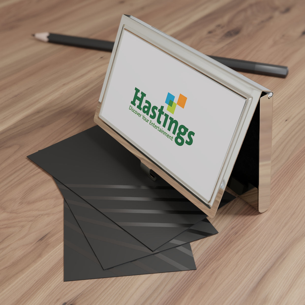 Hastings Entertainment Metal Business Card Holder