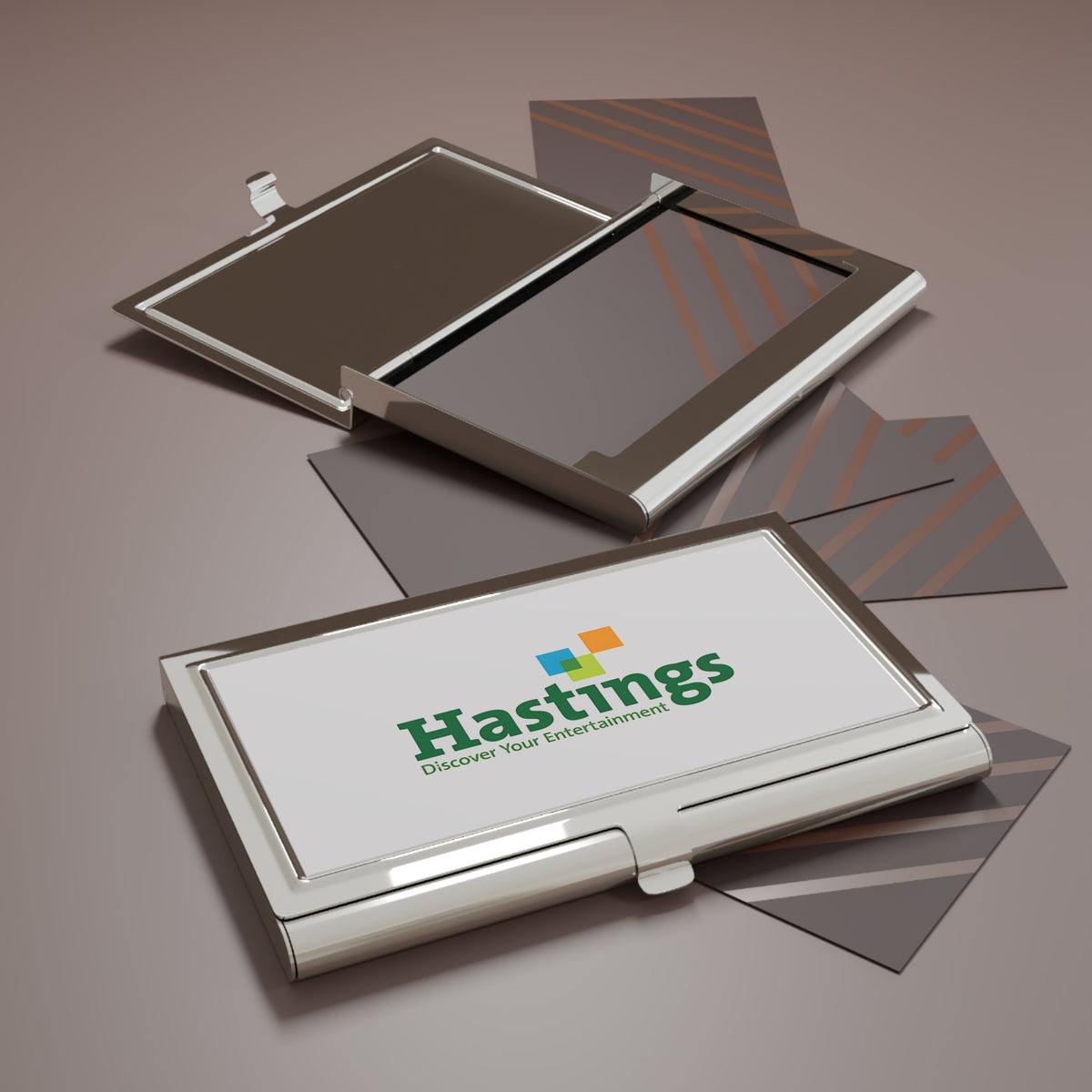 Hastings Entertainment Metal Business Card Holder