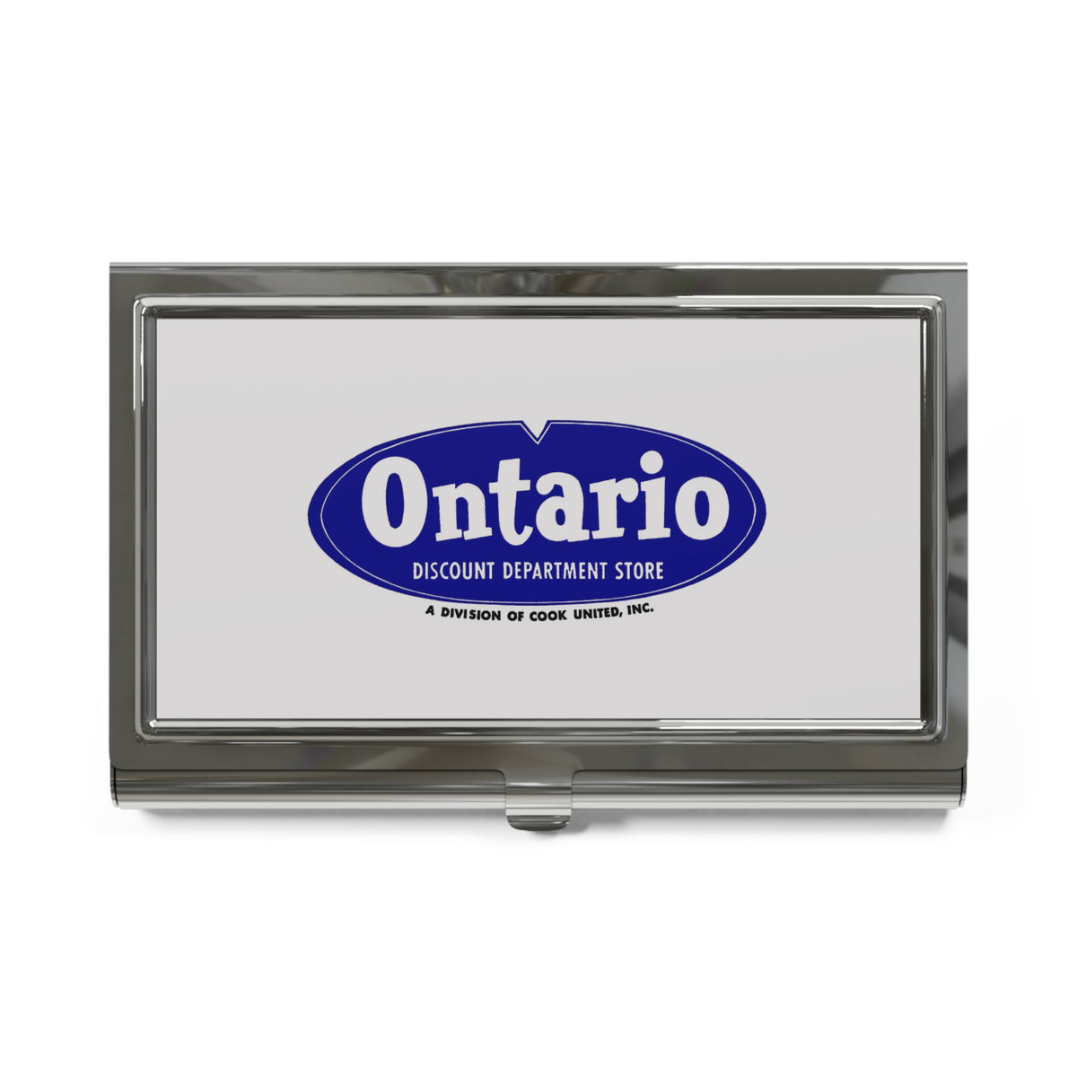 Ontario Discount Department Store Metal Business Card Holder