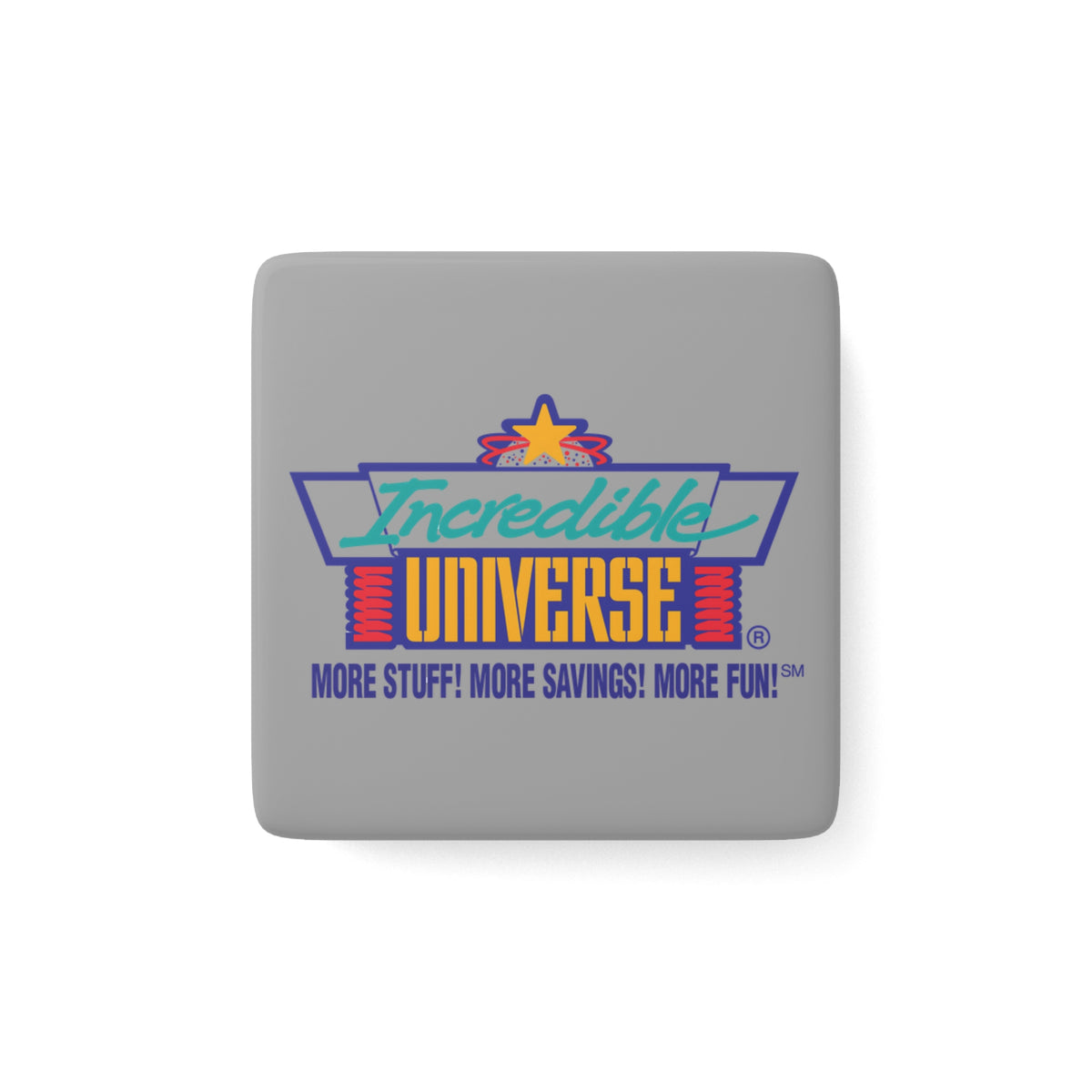 Incredible Universe Square Porcelain Fridge Magnet