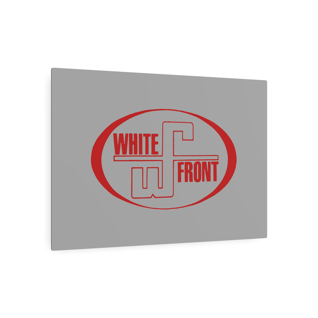 White Front Metal Sign