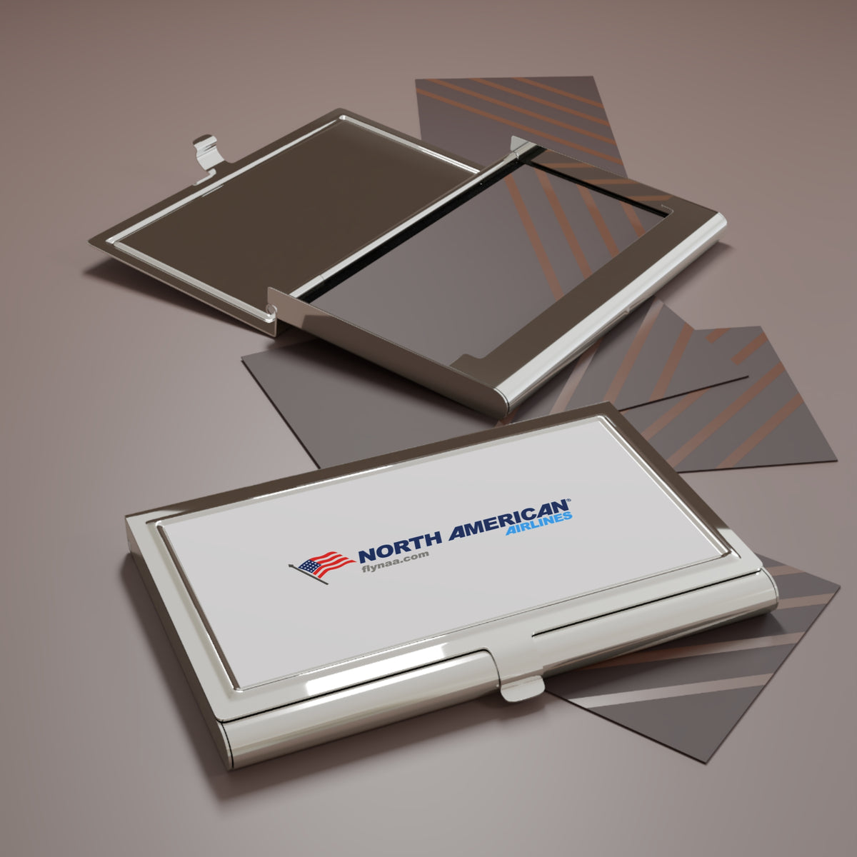North American Airlines Metal Business Card Holder
