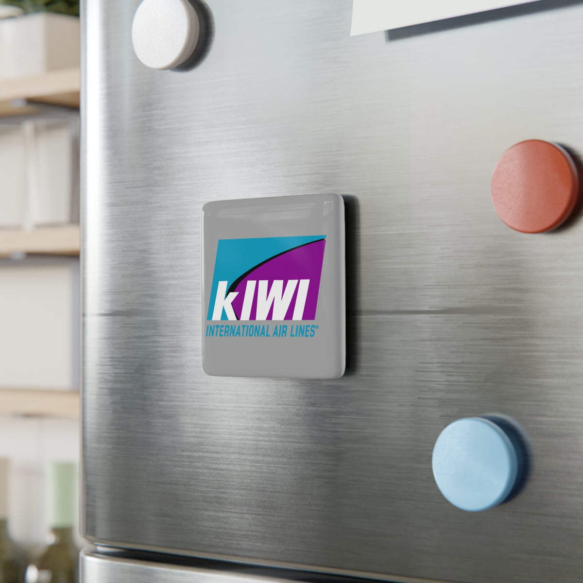Kiwi International Air Lines Square Porcelain Fridge Magnet