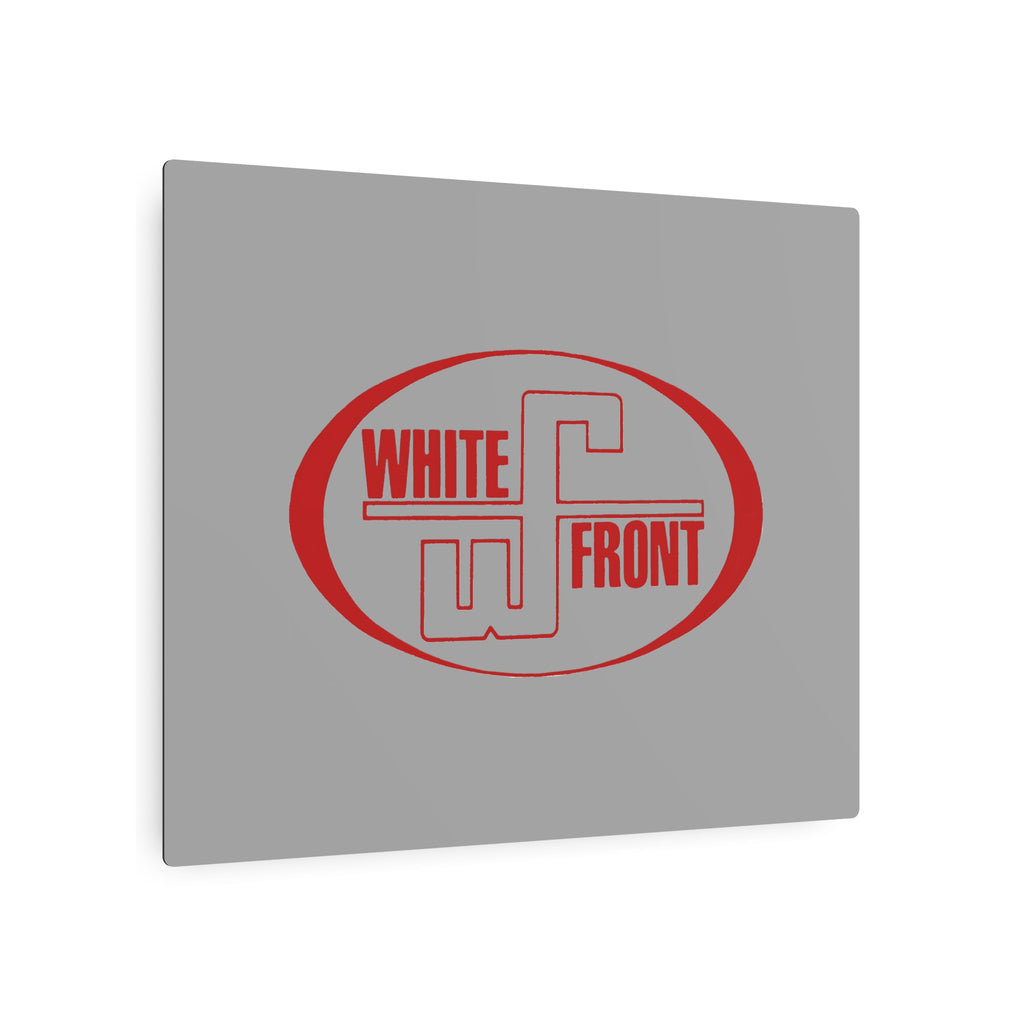 White Front Metal Sign