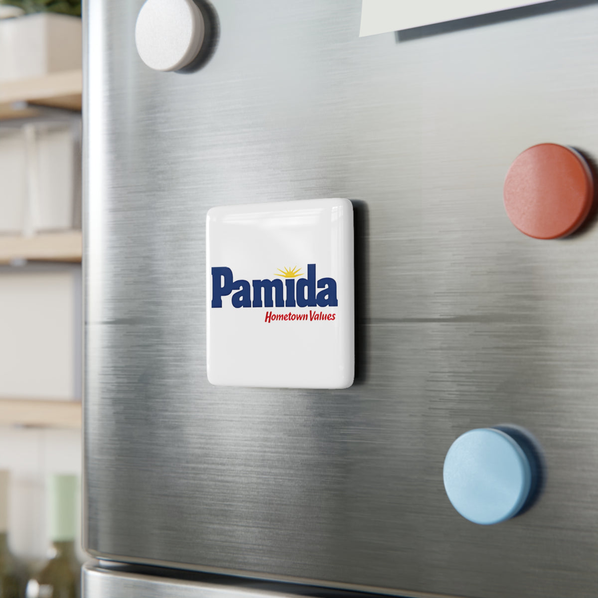 Pamida Square Porcelain Fridge Magnet