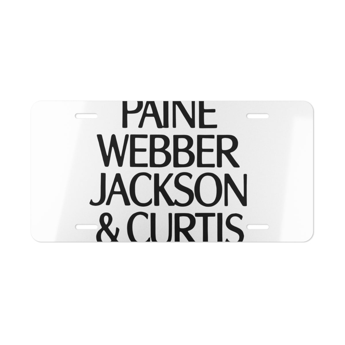 Paine Webber Jackson & Curtis Vanity License Plate